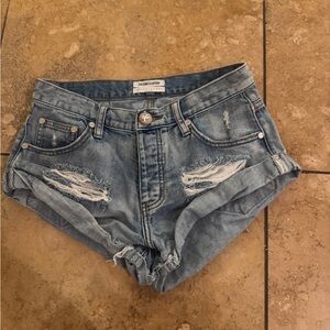 One Teaspoon Light Blue Denim Shorts